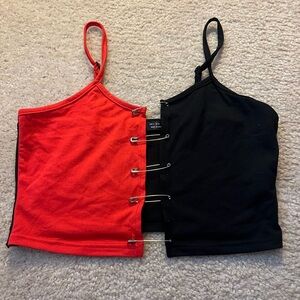 Shein Red and Black Safety Pin Crop Top